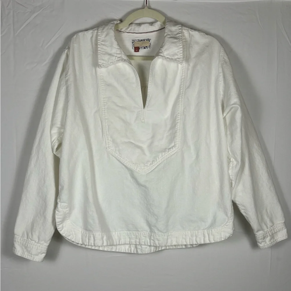 NWOT Anthropologie Pilcro White Linen Oxford Blouse- L - Picture 5 of 14